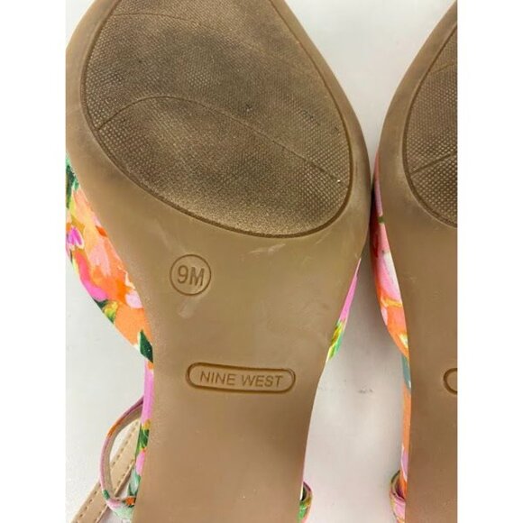 Nine West Floral Sling Back Kitten Heels Women's Size 9. - Picture 8 of 8